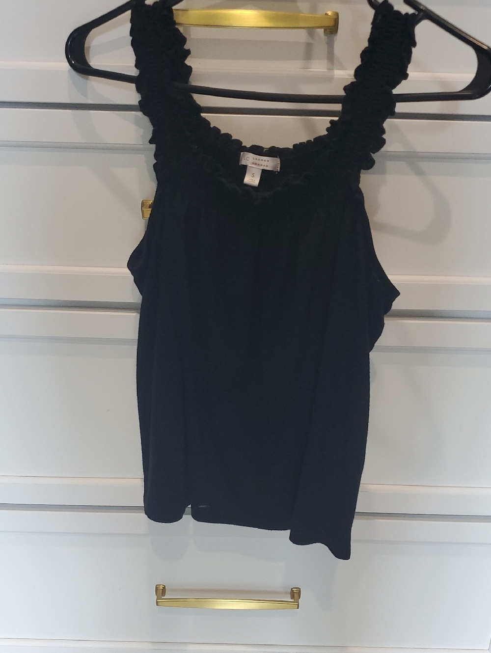 LC Lauren Conrad Black Ruffled Strap Tank